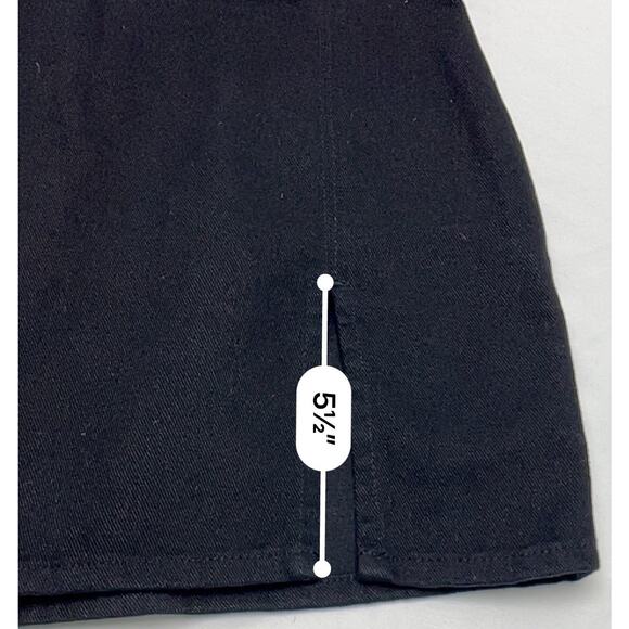 LIONESS Lola Black Denim Mini Skirt NWT Women's Size 6 Front Slit - Picture 8 of 8